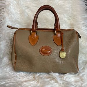 VTG DOONEY & BOURKE Taupe Pebbled Leather Speedy Doctor Satchel Boston Bag